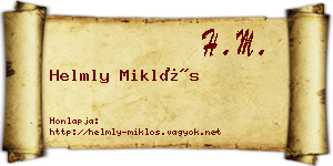 Helmly Miklós névjegykártya